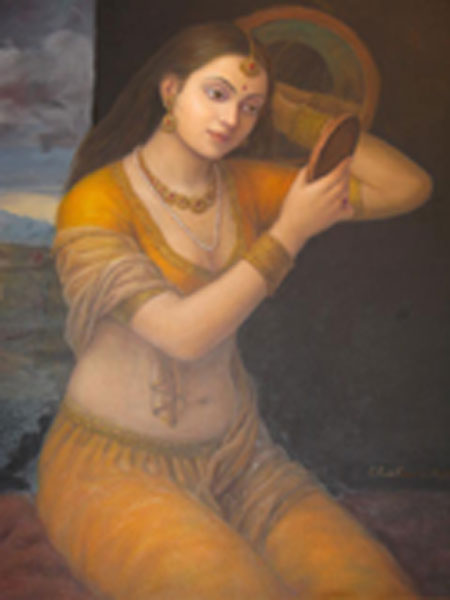 Woman with Mirror Painting
