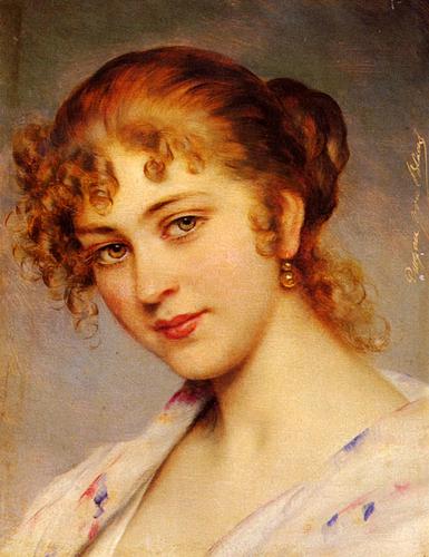 Italian-Academic-Classic-Painter-Eugene-de-Blaas-A-Portrait-Of-A-Young-Lady-Oil-Painting